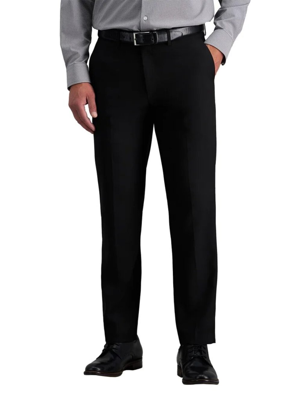 NWT Haggar Men's Dress Pants Black Straight Fit with Super Flex Waistband